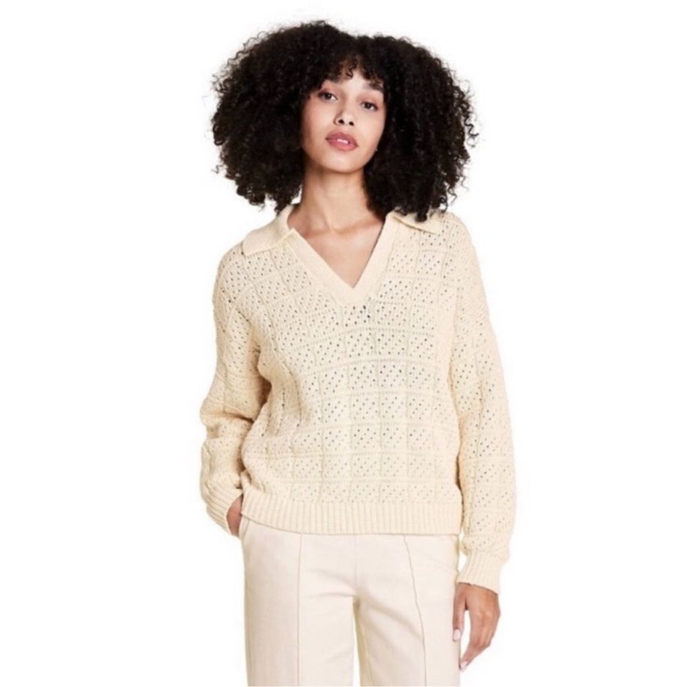 Rachel Comey x Target Cotton Blend Polo Pullover Sweater In Cream Size 2X